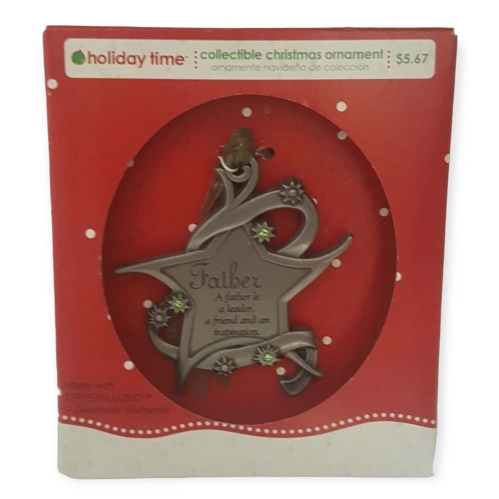 Holiday Time Father Christmas Pewter Ornament Swarovski Gloria Duchin 2008